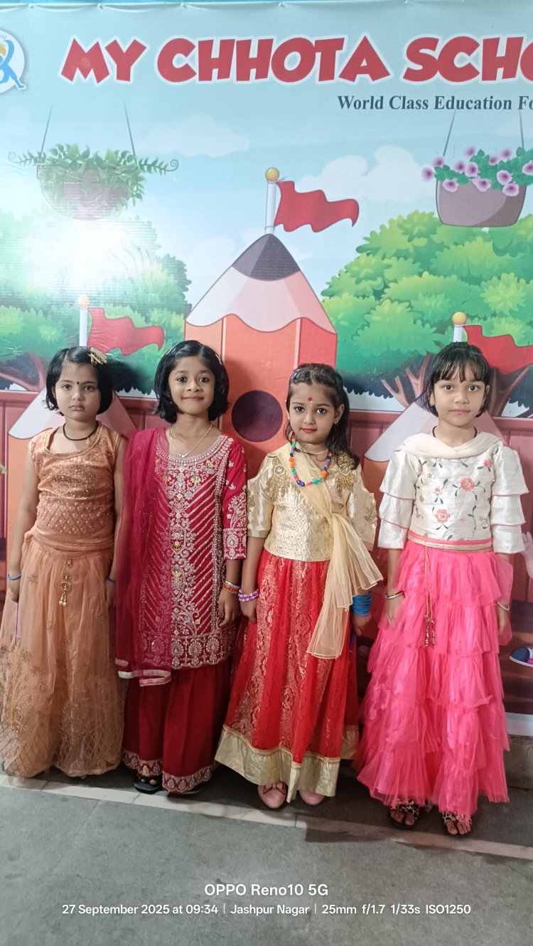 नवरात्रि में नन्हें-मुन्नों ने रचा रंगारंग गरबा महोत्सव — माय छोटा स्कूल jashpur की अनूठी पहल”*